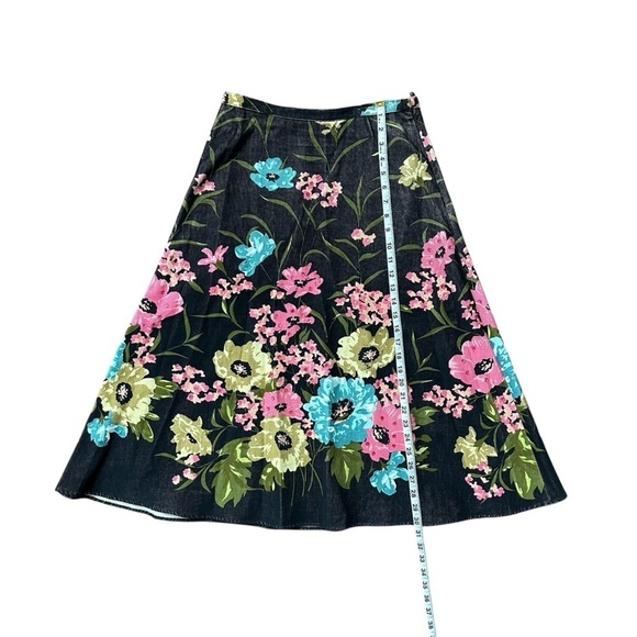 AK Anne Klein Floral Multicolor Sequin Corduroy A-Line Cotton Skirt Size 4 - Picture 10 of 10